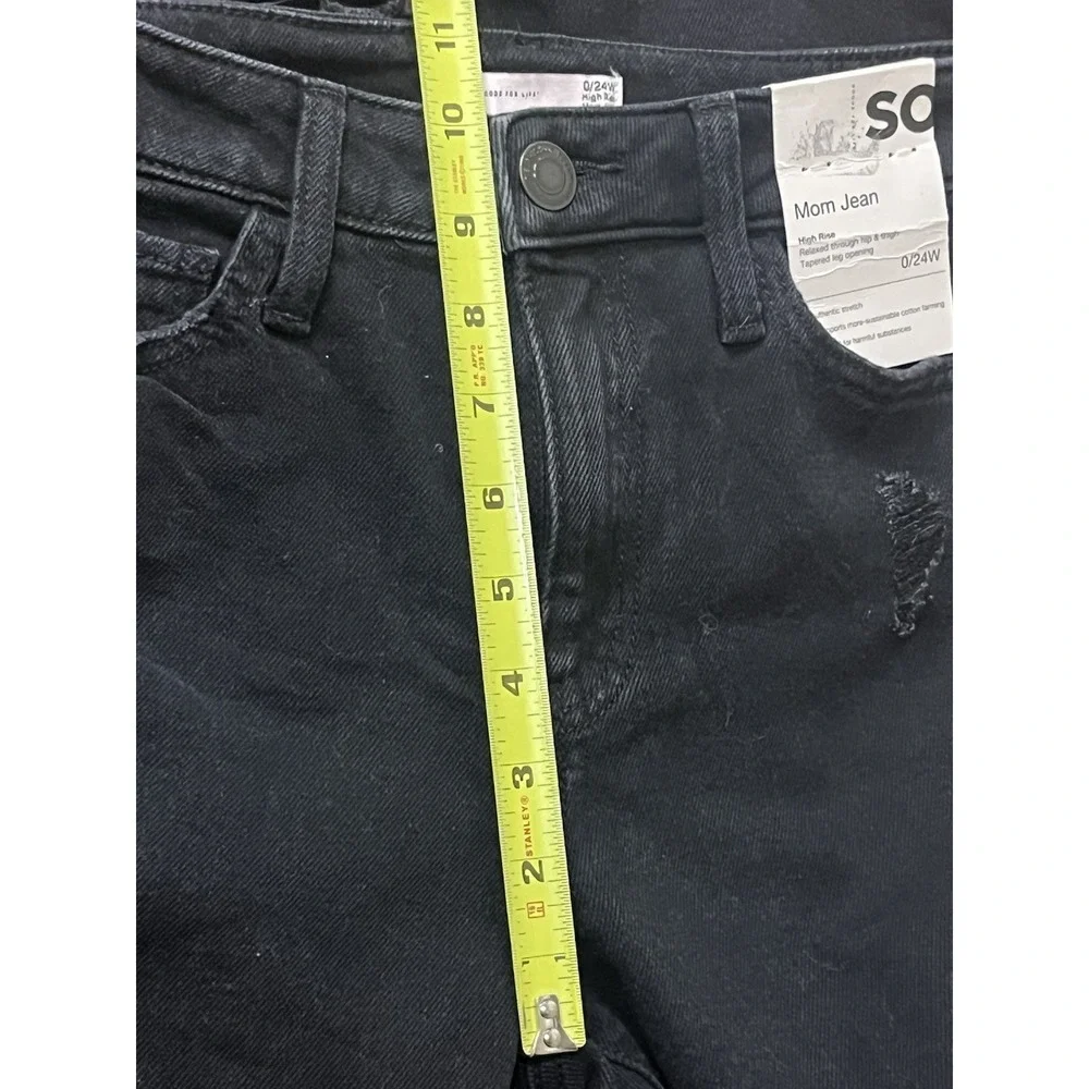 So NWT‎ Women's Black Wash Stretch High Rise Mom Jean size 0/24
